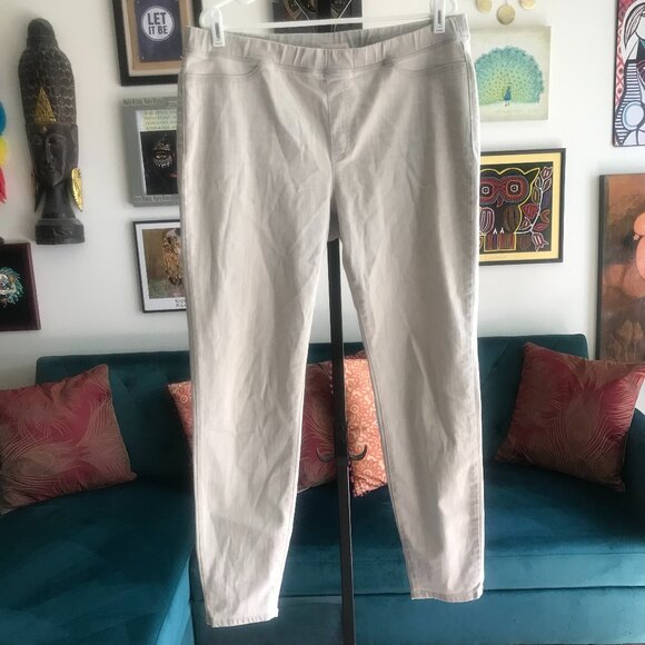 EILEEN FISHER size L Taupe Stretch Organic Cotton Blend Pull-On Jeans - Picture 1 of 4